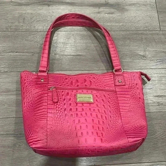 Marc Fisher Pink Faux Vegan Croc Leather Tote Bag-NWOT - Picture 1 of 8